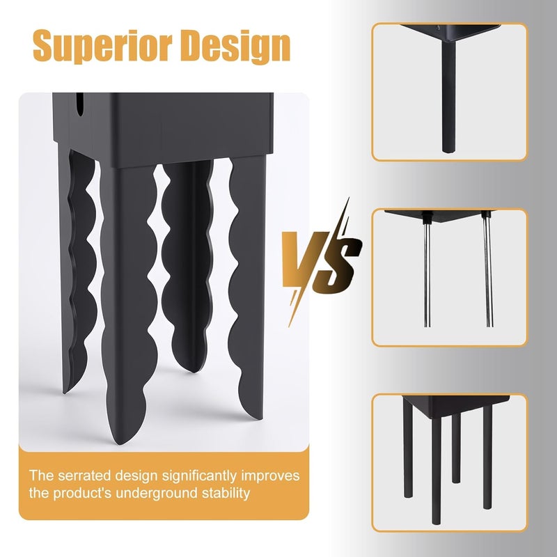 TAYORY 4x4 Post Base Holder Ground Spike, 4 Pcs (Actual 3.6"x3.6") 4x4 Concrete Post Anchor，Black Powder Coated Post Spike for Pergola, Deck, Fence, Mailbox, etc. - Image 4